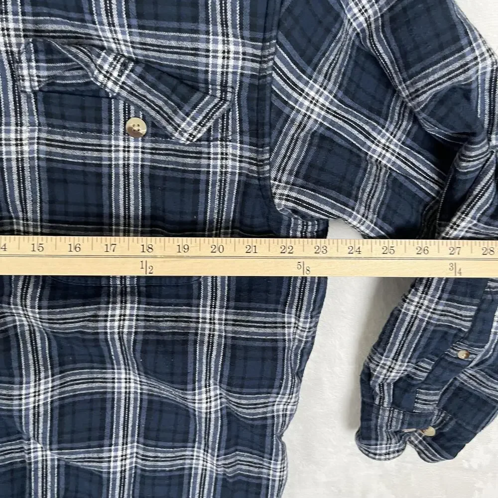 Red Head Jacket Mens Large Blue Plaid Sherpa Lined Flannel Shacket Workwear